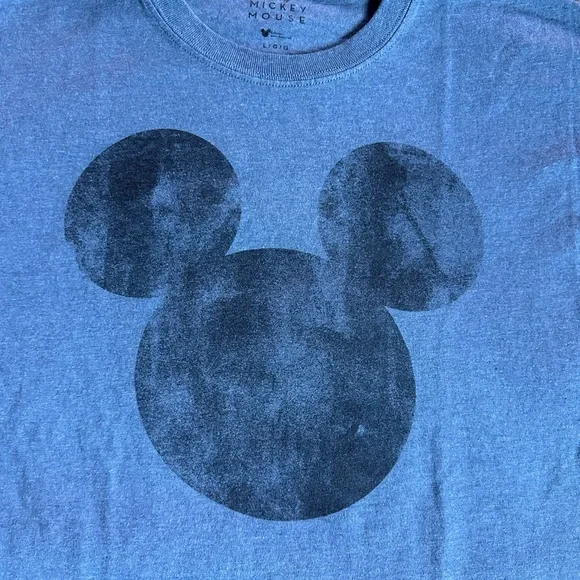 Disney Mickey Mouse Blue T-Shirt with Mickey Mouse Silhouette Size Large - Picture 2 of 6